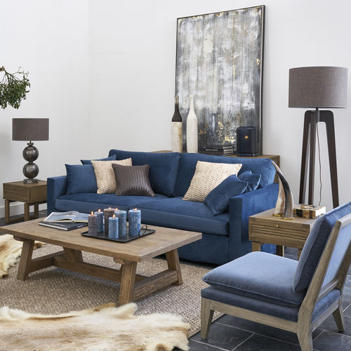 Modernes Sofa - ANGIE - BLANC D'IVOIRE - Samt / Baumwolle / Polyester