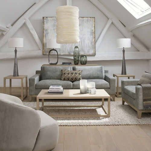 Modernes Sofa - LEONORE - BLANC D'IVOIRE - Samt / Polyester / Synthetikfaser