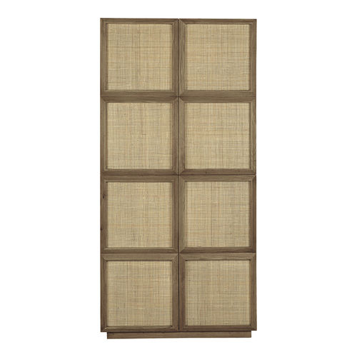 Klassischer Kleiderschrank - EMA   - BLANC D'IVOIRE - Eiche / Rattan / mit Schwingtür