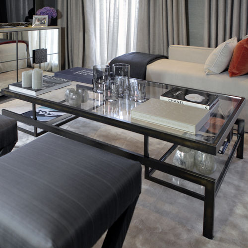 Klassischer Couchtisch - HERTFORD  - Decorus - Glas / polierter Edelstahl / quadratisch