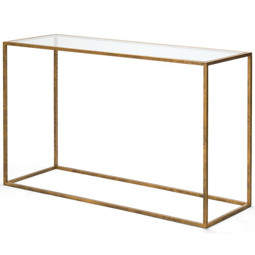Klassischer Konsolentisch - UPTON - Decorus - Glas / polierter Edelstahl / Stein