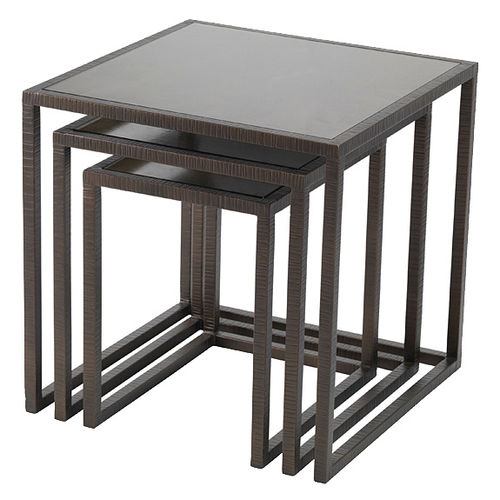 Klassischer Satztisch - SIENA  - Decorus - Glas / aus verchromtem Metall / quadratisch