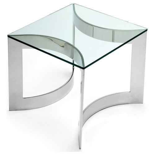 Moderner Beistelltisch - ORIO - Decorus - Glas / polierter Edelstahl / quadratisch