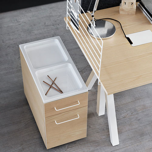 Eiche-Schreibtischcontainer - STRING FURNITURE - Esche / ABS / mit 2 Schubladen