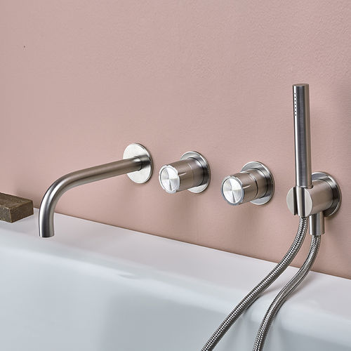 Zweigriffmischer für Badewanne - SYNTH 4490+0421+0700 - MINA Rubinetterie - wandmontiert / Edelstahl / für Badezimmer
