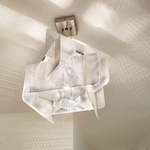 Hängelampe - CUBE N°28A - Vidé Creation Paris - polierter Edelstahl / modern / mit Kabel
