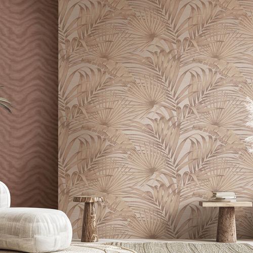 Moderne Tapete - AURA : PALMETO - Parato - Vinyl / Naturmotiv / grau