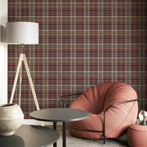 Moderne Tapete - BOTANY HOUSE : TARTAN - Parato - geometrisches Muster / Streifenmuster / Stoffoptik