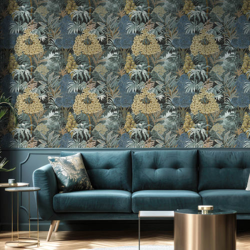 Moderne Tapete - BOTANY HOUSE : ARTEMISIA - Parato - Naturmotiv / blau / mehrfarbig