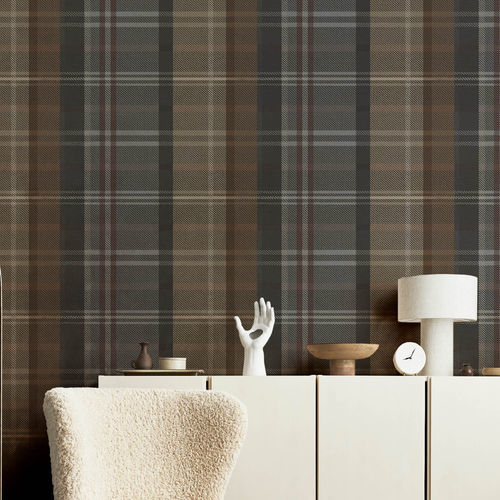 Moderne Tapete - BOTANY HOUSE : SCOZZESE - Parato - geometrisches Muster / Streifenmuster / Stoffoptik