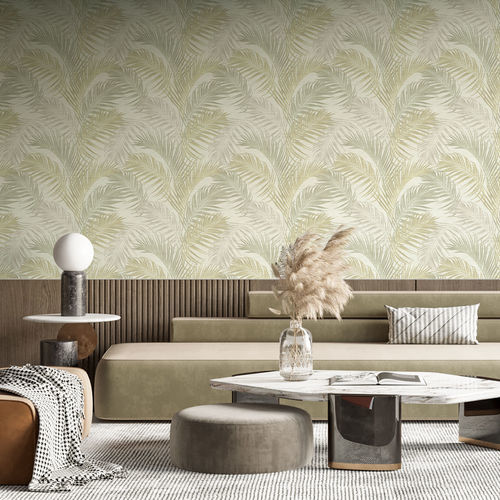 Klassische Tapete - TRADIZIONI : FELCE - Parato - Vinyl / Naturmotiv / grau