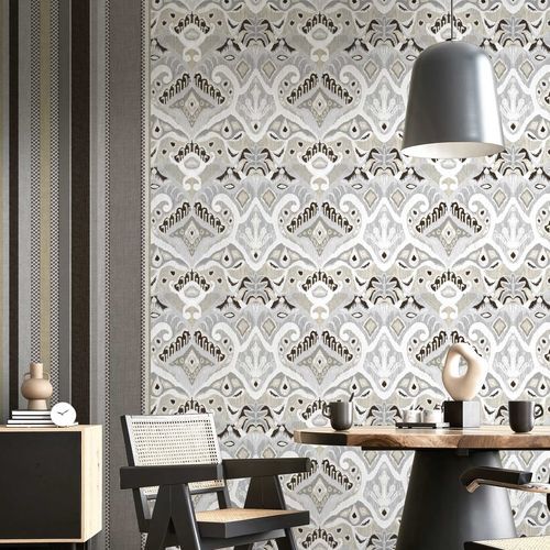 Moderne Tapete - THAI : TEMPIO - Parato - Vinyl / Motiv / grau