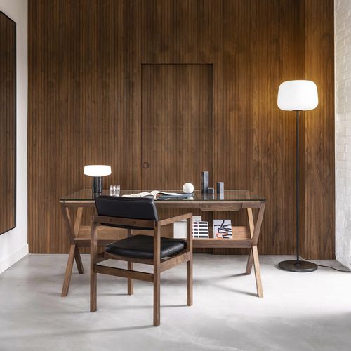 Bodenstehender Schreibtisch - COVET - case - modern / Holz / Glas