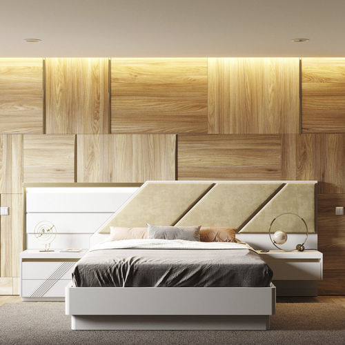 Doppelbett - Enzo - Irmaos Pereira Pacheco, SA - modern / gepolstertes Kopfteil / Stoff