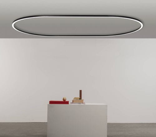 Moderne Deckenleuchte - daytona C900x2000 - Andcosta - oval / Aluminiumprofil / lackiertes Aluminium