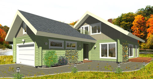 Haus aus Massivholz-Block - VAHER - PALMATIN Ltd. - umweltfreundlich / Modul / modern