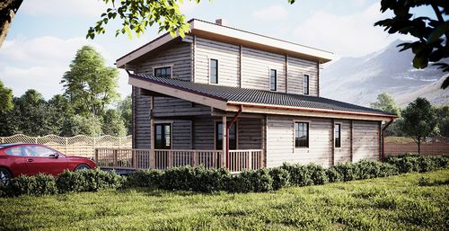 Haus aus Massivholz-Block - AARE - PALMATIN Ltd. - umweltfreundlich / passiv / modern