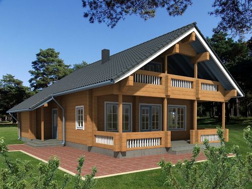 Fertigbauhaus - SIREL - PALMATIN Ltd. - aus Massivholz-Block / umweltfreundlich / modern