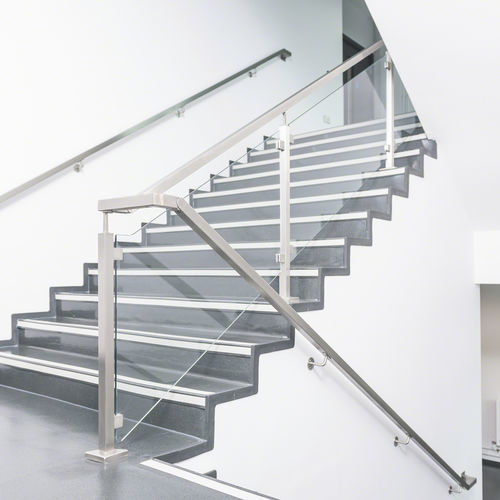 Edelstahlgeländer - SQUARE LINE® - Q-railing - Glasplatten / Kabel / Lochblech