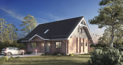 Haus aus Massivholz-Block - LAIDI - RITSU AS - umweltfreundlich / modern / 2-Etagen