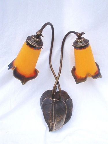 Wandleuchte / Art Nouveau - N&Eacute;NUPHAR - TIEF - für den Innenraum / Messing / geblasenes Glas