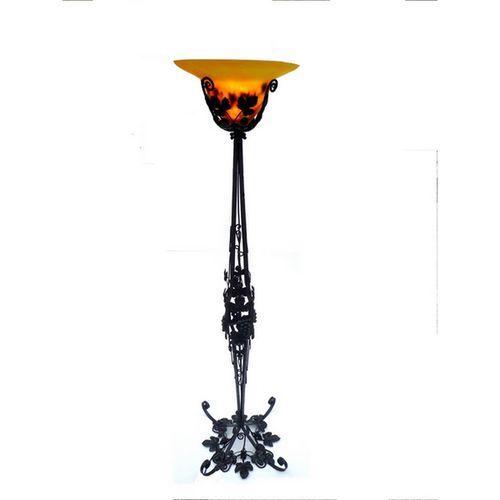 Stehleuchte - RAISIN - TIEF - Schmiedeeisen / geblasenes Glas / Art Nouveau