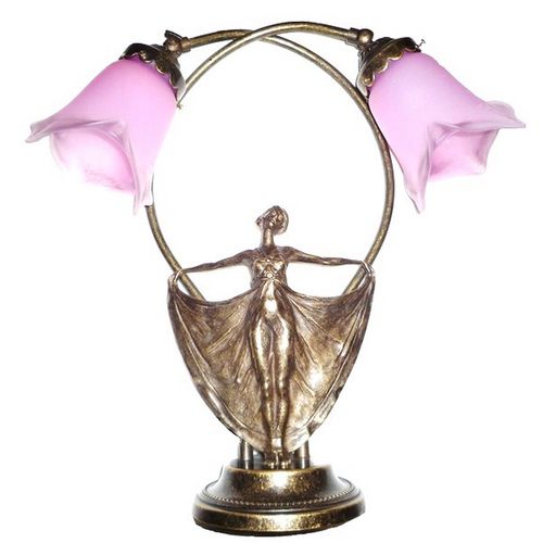 Tischlampe - DIANE - TIEF - Messing / Art Nouveau / mit Kabel
