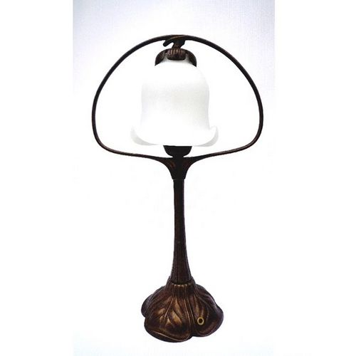 Tischlampe - PALME - TIEF - Messing / geblasenes Glas / Art Nouveau