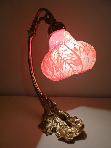 Tischlampe - L'ESCARGOT - TIEF - Bronze / Glas / Art Nouveau
