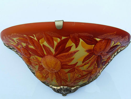 Wandleuchte / Art Nouveau - Galle style - TIEF - für den Innenraum / geblasenes Glas / konisch