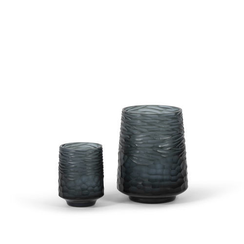 Moderne Vase - SMOKE BLUE CONICAL - DEKOCANDLE - Glas / handgefertigt / blau