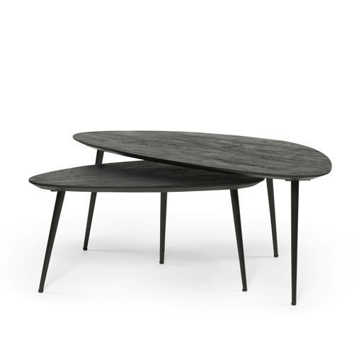 Moderner Couchtisch - TH1497 - DEKOCANDLE - Holz / Gestell aus Metall / oval