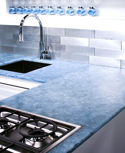 Glasarbeitsplatte - BIO-GLASS® : AQUAMARINE - Coverings ETC - für Küche / recycelt