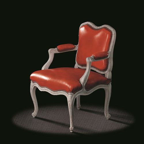 Sessel / Louis XV - L15 TF 19 - MASSANT - Leder / Holz / rot