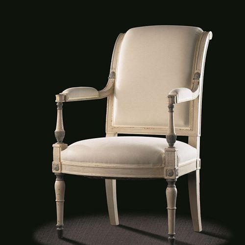 Directoire-Stil-Sessel - D TF A 4 - MASSANT - Stoff / Holz / weiß