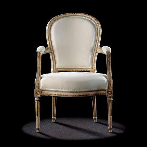 Sessel / Louis XVI - L16 TF 10 - MASSANT - Stoff / Holz / weiß