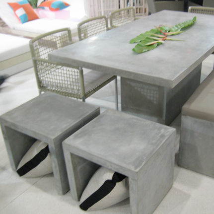 Moderner Hocker - SEMPRE - In4Out - Gestell aus Faserbeton / für Garten
