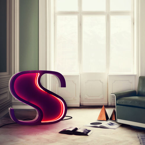Stehleuchte - LETTER S - DelightFULL - Aluminium / polierter Edelstahl / originelles Design