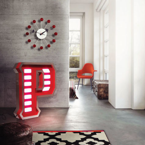 Stehleuchte - LETTER P - DelightFULL - Aluminium / Edelstahl / Acryl