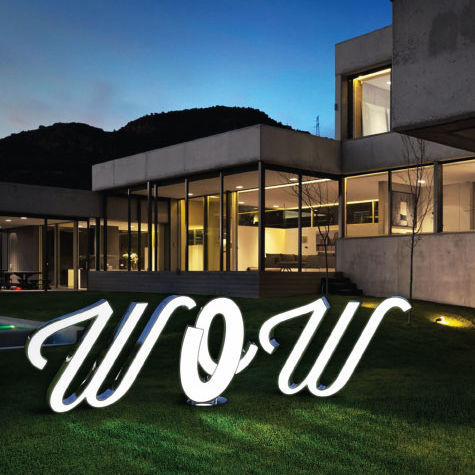 Stehleuchte - LETTER W - DelightFULL - Edelstahl / Acryl / originelles Design