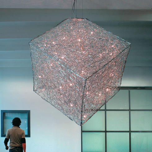 Hängeleuchte - QUBO: 140×140 - Knikerboker - Aluminium / modern