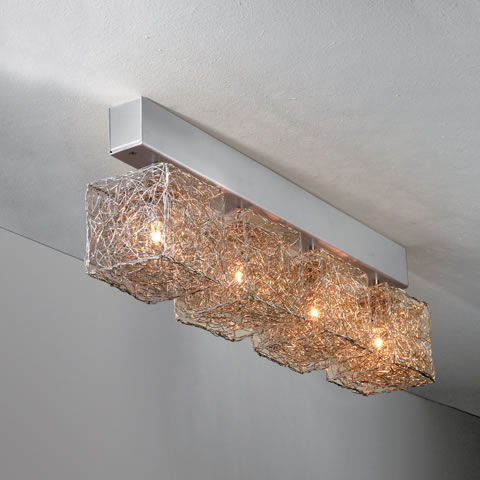 Moderne Deckenleuchte - KUBINI: T 4 - Knikerboker - Aluminium / Halogen
