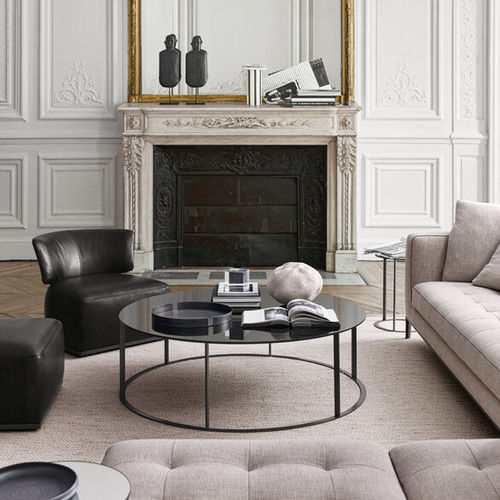 Moderner Couchtisch - ELIOS - MAXALTO - Hartglas / Massivholz / MDF