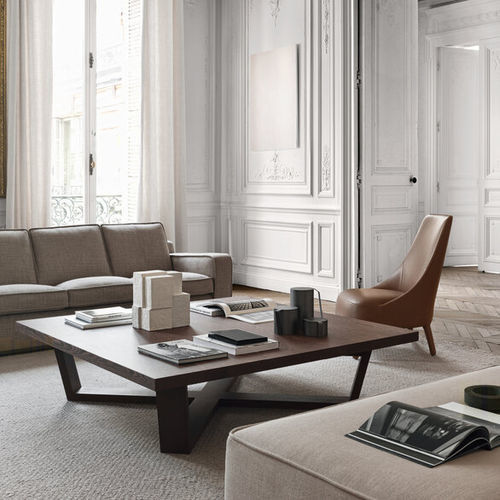Moderner Couchtisch - XILOS - MAXALTO - Holzfurnier / MDF / Marmor