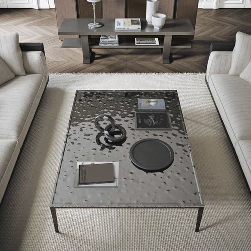 Moderner Couchtisch - SOLEIDE - MAXALTO - MDF / Edelstahl / Gestell aus Aluminiumguss