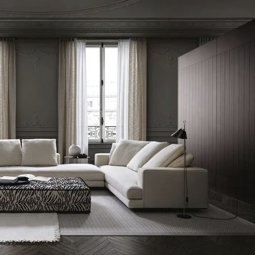 Modernes Sofa - ARBITER - MAXALTO - Stoff / Leder / mit Armlehnen