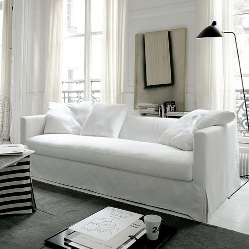 Modernes Sofa - SIMPLICITER - MAXALTO - Stoff / Leder / mit Armlehnen