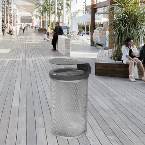 Park-Abfallbehälter - MARSEILLE - CERVIC ENVIRONMENT - galvanisiertem Stahl / mit integriertem Aschenbecher / mit Deckel