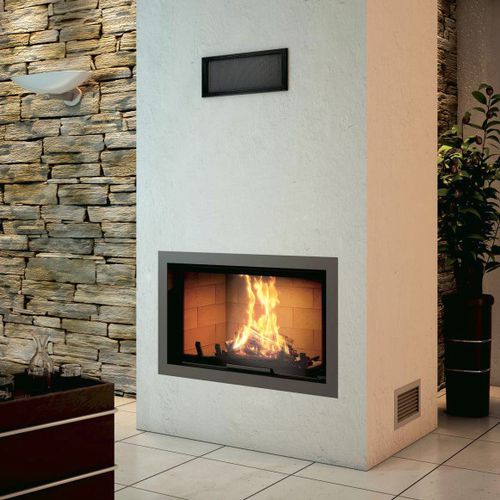 Holzkamin - CADRE DESIGN (LARGEUR) - Axis - Einbau / Einseitig / geschlossene Feuerstelle