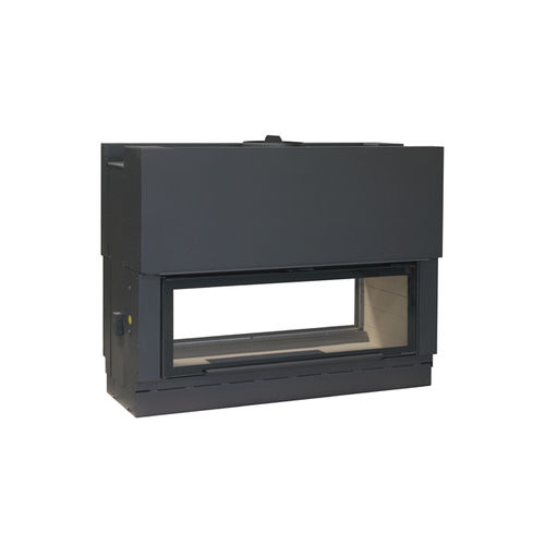 Geschlossene Feuerstelle / Holz - H1600DF - Axis - doppelseitig / Stahl / mit Schiebetür